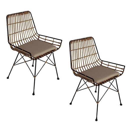 Picture of Maeve Set of 2 Rattan Chairs Natural/Black Metal Mise En Scene Picture of Maeve Set of 2 Rattan Chairs Natural/Black Metal Mise En Scene