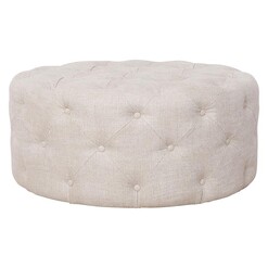 Picture of Magdalena Round Ottoman Fabric French Linen Huntington Lane