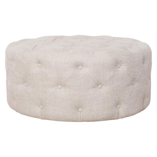 Picture of Magdalena Round Ottoman Fabric French Linen Huntington Lane Picture of Magdalena Round Ottoman Fabric French Linen Huntington Lane