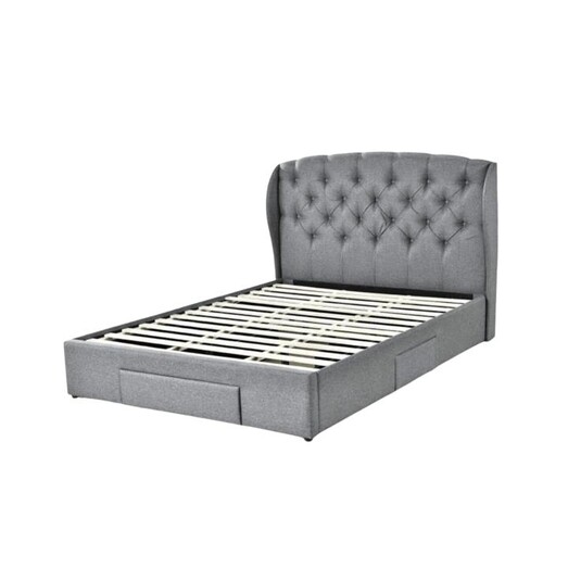 Picture of Magne Fabric Queen Tufted Headboard Bed Frame With Drawers Storage - Dark Grey Picture of Magne Fabric Queen Tufted Headboard Bed Frame With Drawers Storage - Dark Grey