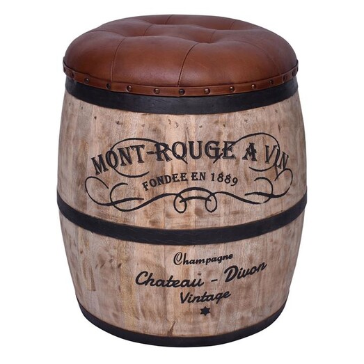 Picture of Majut Barrel Stool Leather Brown Alliance Furniture