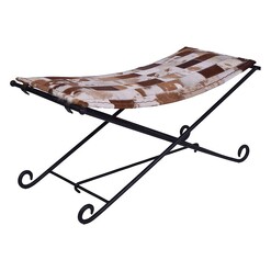 Picture of Majut Faux Cowhide Leather Stool Black/Patch Alliance Furniture