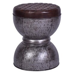 Picture of Majut Vegetable Leather Stool in Pewter by Alliance Furniture