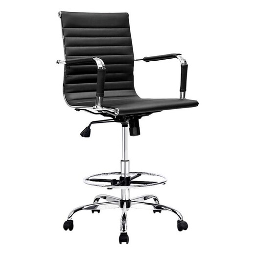 Picture of Mandre Office Drafting Chair Faux Leather Black Resort Living