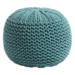 Picture of Mani Cotton Ottoman in Turquoise by Vida & Co.
