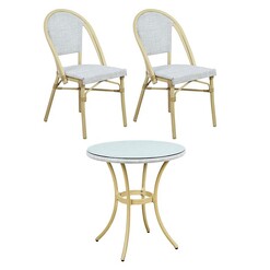 Picture of Manolo 3-Piece Outdoor Chair & Table Set Steel Natural E-living