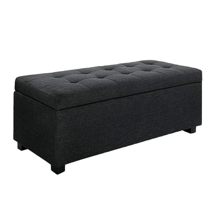 Picture of Mansid Storage Ottoman Dark Grey Fabric Charcoal Resort Living