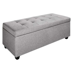 Picture of Mansid Storage Ottoman, Light Grey Fabric Resort Living