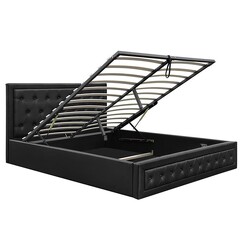 Picture of Mansk Storage Bed Faux Leather Black Resort Living