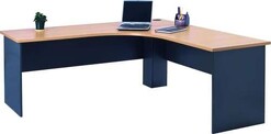 Picture of Mantone Corner Workstation L-Shape Executive Office Work Desk - 180cm - Select Beech/Ironstone