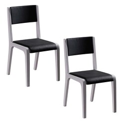 Picture of Marcel Faux Leather Dining Chair with Wooden Frame (Set of 2) Polyurethane White/Black Rothbury Home