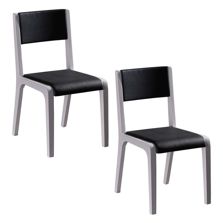 Picture of Marcel Faux Leather Dining Chair with Wooden Frame (Set of 2) Polyurethane White/Black Rothbury Home