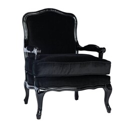 Picture of Marielle French Velvet Armchair Black Birch Huntington Lane