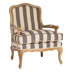 Picture of Marielle Oak French Armchair Blue Stripe Huntington Lane