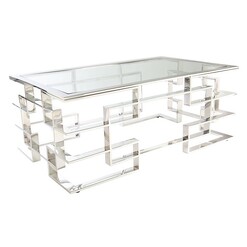 Picture of Masa Glass Top Coffee Table Stainless Steel Silver Huntington Lane