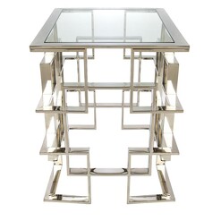 Picture of Masa Glass Top Side Table Stainless Steel Silver Huntington Lane