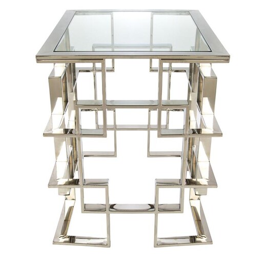 Picture of Masa Glass Top Side Table Stainless Steel Silver Huntington Lane