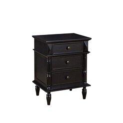 Picture of Mason Modern European Solid Wooden Bedside Nightstand Side Table W/ 2-Drawers - Black
