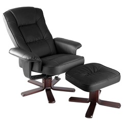 Picture of Massam Armchair & Ottoman Set Faux Leather Black Resort Living