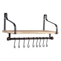 Picture of Mawson Wood & Metal Floating Shelf Black Levede