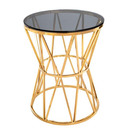 Picture of Maximus Glass Top Side Table Stainless Steel Gold Huntington Lane