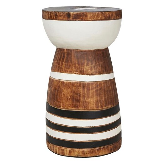 Picture of Maya Stripe Stool Wood Natural/White Casa Uno