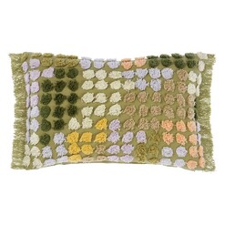 Picture of Mckenzie Fringed Cushion with Tufted Circles in Green by Linen House
