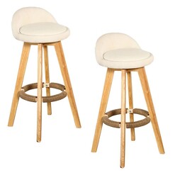 Picture of Mehari Set of 2 Wooden Swivel Bar Stools Fabric Assorted Levede