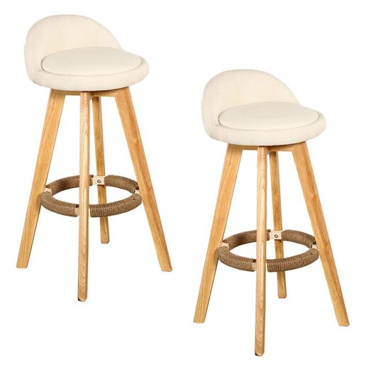 Picture of Mehari Set of 2 Wooden Swivel Bar Stools Fabric Assorted Levede