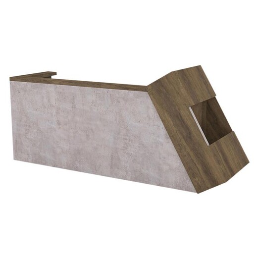 Picture of Melikov Reception Desk with Left Side Planter Melamine Mahogany Iniko