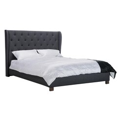 Picture of Menzie Cambric Upholstered Bed, Dark Grey Fabric Beaumont & Braddock