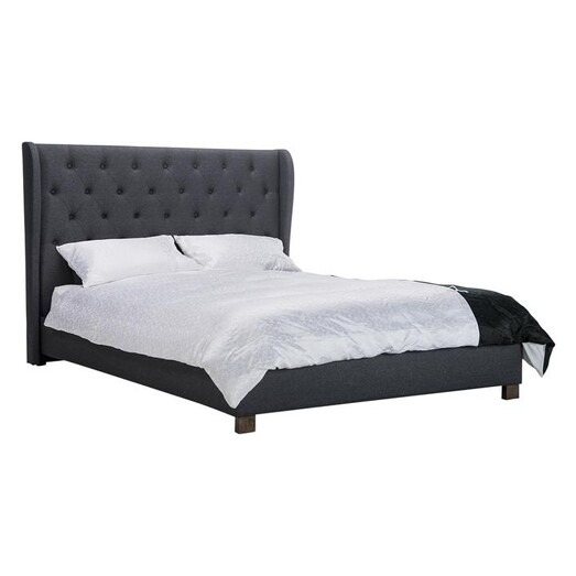 Picture of Menzie Cambric Upholstered Bed, Dark Grey Fabric Beaumont & Braddock