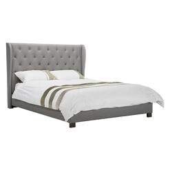 Picture of Menzie Cambric Upholstered Bed Light Grey Fabric Beaumont & Braddock