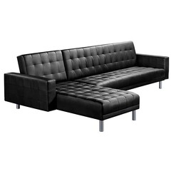 Picture of Merlia 4 Seater Sofa Bed Faux Leather Black Resort Living