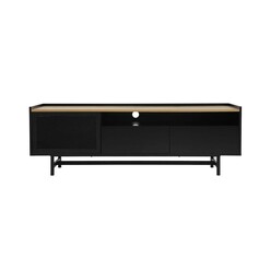 Picture of Mesh Lowline TV Stand Entertainment Unit Storage Cabinet 150cm - Black/Natural