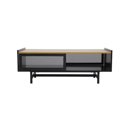 Picture of Mesh Open Shelf Rectangular Coffee Table 110cm - Black/Natural