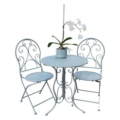 Picture of Mia 3-Piece Oudoor Dining Set Grey Metal The Complete Garden