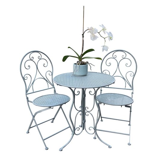 Picture of Mia 3-Piece Oudoor Dining Set Grey Metal The Complete Garden Picture of Mia 3-Piece Oudoor Dining Set Grey Metal The Complete Garden