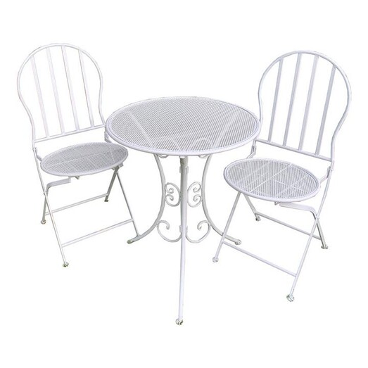Picture of Mia 3-Piece Oudoor Dining Set White Metal The Complete Garden Picture of Mia 3-Piece Oudoor Dining Set White Metal The Complete Garden