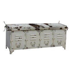 Picture of Michelle Iron Locker Bench Storage Ottoman Cowhide