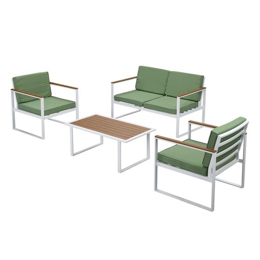 Picture of Miel 4-Piece Outdoor Sofa Set in White/Green by U.S Designs