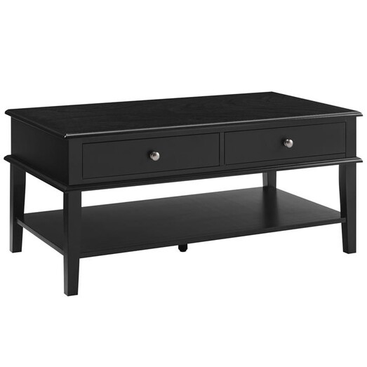 Picture of Mika Wooden Open Shelf Coffee Table W/ 2-Drawer Storage - Black Picture of Mika Wooden Open Shelf Coffee Table W/ 2-Drawer Storage - Black