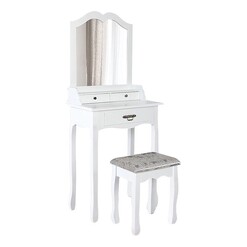 Picture of Mila Dressing Table & Stool Wood White Resort Living
