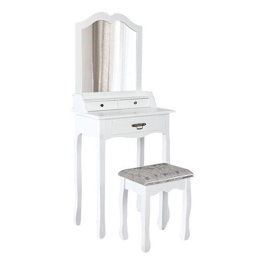 Picture of Mila Dressing Table & Stool Wood White Resort Living