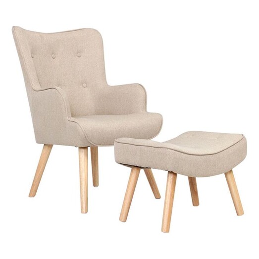 Picture of Mindi 2-Piece Armchair & Ottoman Set Fabric Beige Resort Living