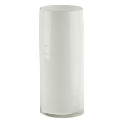 Picture of Mirage Cylindrical Glass Vase Size 24cm in White by Linen House