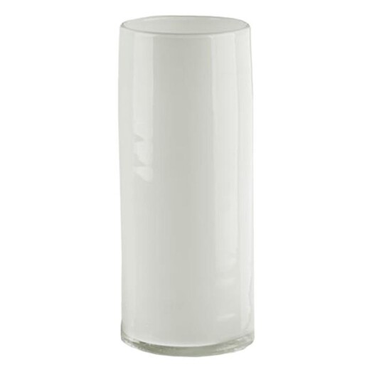 Picture of Mirage Cylindrical Glass Vase Size 24cm in White by Linen House