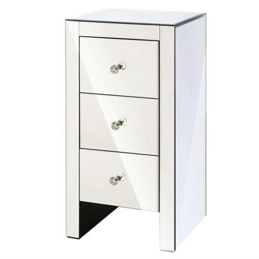 Picture of Mirrored Bedside table Drawers Furniture Mirror Glass Quenn Silver Picture of Mirrored Bedside table Drawers Furniture Mirror Glass Quenn Silver