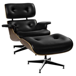 Picture of Miyne Replica Eames PU Leather Armchair & Ottoman Set Faux Leather Black Resort Living