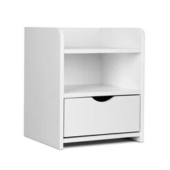 Picture of Modern Open Shelf NightStand Bedside Side Table W/ Drawer - White
